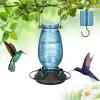 imageFEED GARDEN Glass Hummingbird Feeder for Outdoors Hanging 20 OZ Humming Birds Feeders with 4 Bee Guard Feeding Ports amp Builtin Ant Moat Bird Feeder for Outside Red2 PackBlue