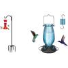 imageFEED GARDEN Hummingbird Feeder Blue 1 Pack Shepherds Hooks 1 Pack Bundle