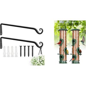 imageFEED GARDEN 15 Inch 2 Pack HandForged Hanging Plant and Tube Bird Feeders for Outdoors Hanging