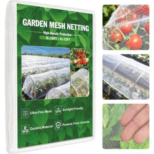 imageFEED GARDEN Garden Netting 8x10FT UltraFine Mesh PE Cover for Vegetables Fruits Garden Row Cover Raised Bed Durable Protection from Birds AnimalsWhite