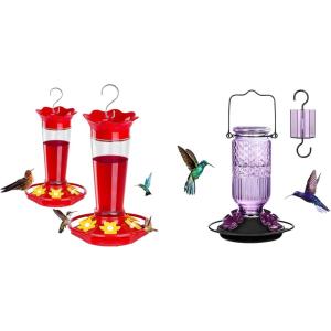 imageFEED GARDEN Glass  Plastic Hummingbird Feeders Bundle