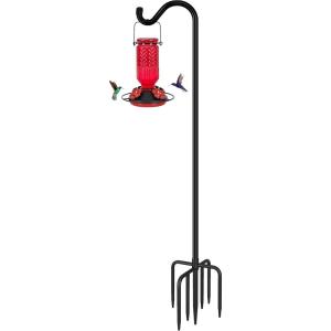 imageFEED GARDEN Glass Hummingbird Feeder and Tall Bird Feeder Pole