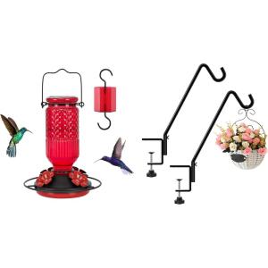 imageFEED GARDEN Glass Hummingbird FeederampDeck Hook