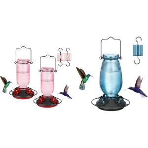 imageFEED GARDEN Hummingbird Feeder Blue 1 Pack Pink 2 Pack Bundle