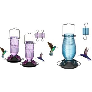 imageFEED GARDEN Hummingbird Feeder Blue 1 Pack Purple 2 Pack Bundle