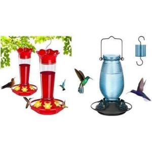 imageFEED GARDEN Hummingbird Feeder Blue 1 Pack Red 2 Pack Bundle