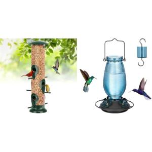 imageFEED GARDEN Hummingbird Feeder Blue 1 Pack Tube Bird Feeder 1 Pack Bundle
