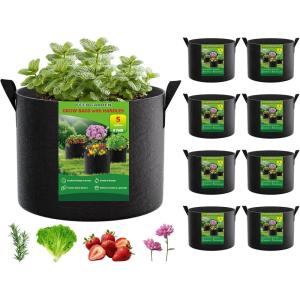 imageFEED GARDEN 5 Gallon Grow Bags 4 Pack  300G NonWoven Thickened Fabric Plant Pots with Reinforced Handles Breathable Drainage Planters for Vegetables Flowers amp Herbs Indoor Outdoor8