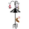 image:imageFEED GARDEN Bird Feeder Pole Squirrel Proof 92 Heavy Duty Shepherds Hook for Outdoor Double Hooks with 19 Squirrel Baffle 5Prong Base Adjustable Bird Feeder Stand for Plants amp Lanterns92 Inch PoleBaffle