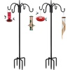 image:imageFEED GARDEN Bird Feeder Pole Squirrel Proof 92 Heavy Duty Shepherds Hook for Outdoor Double Hooks with 19 Squirrel Baffle 5Prong Base Adjustable Bird Feeder Stand for Plants amp Lanterns92 Inch