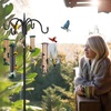 image:imageFEED GARDEN Bird Feeder Pole Squirrel Proof 92 Heavy Duty Shepherds Hook for Outdoor Double Hooks with 19 Squirrel Baffle 5Prong Base Adjustable Bird Feeder Stand for Plants amp Lanterns76 Inch