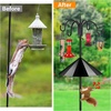 image:imageFEED GARDEN Bird Feeder Pole Squirrel Proof 92 Heavy Duty Shepherds Hook for Outdoor Double Hooks with 19 Squirrel Baffle 5Prong Base Adjustable Bird Feeder Stand for Plants amp Lanterns92 Inch PoleBaffle