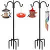 image:imageFEED GARDEN Bird Feeder Pole Squirrel Proof 92 Heavy Duty Shepherds Hook for Outdoor Double Hooks with 19 Squirrel Baffle 5Prong Base Adjustable Bird Feeder Stand for Plants amp Lanterns63 Inch