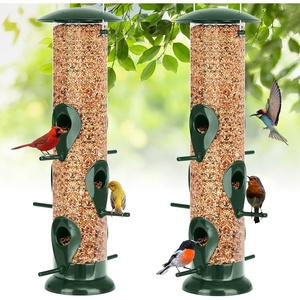 image:imageFEED GARDEN 2 Pack Tube Bird Feeders for Outdoors Hanging  Premium Hard Plastic Wild Bird Feeder with 6 Ports Easy Refill amp Clean 15 Inch Green13 inchMetal2P