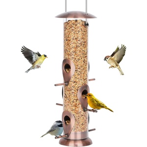 image:imageFEED GARDEN 2 Pack Tube Bird Feeders for Outdoors Hanging  Premium Hard Plastic Wild Bird Feeder with 6 Ports Easy Refill amp Clean 15 Inch Green13 inchCopper1P