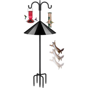 image:imageFEED GARDEN Bird Feeder Pole Squirrel Proof 92 Heavy Duty Shepherds Hook for Outdoor Double Hooks with 19 Squirrel Baffle 5Prong Base Adjustable Bird Feeder Stand for Plants amp Lanterns92 Inch PoleBaffle