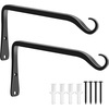 image:imageFEED GARDEN 2 Pack 12 Inch Hanging Plant Bracket Wall Hooks Decorative Plant Hangers for Outdoor Hanging Bird Feeders Wind Chimes Plant Baskets BlackBlackL