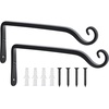 image:imageFEED GARDEN 2 Pack 12 Inch Hanging Plant Bracket Wall Hooks Decorative Plant Hangers for Outdoor Hanging Bird Feeders Wind Chimes Plant Baskets BlackBlackL