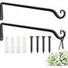image:imageFEED GARDEN 2 Pack 12 Inch Hanging Plant Bracket Wall Hooks Decorative Plant Hangers for Outdoor Hanging Bird Feeders Wind Chimes Plant Baskets BlackBlackL