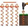 image:imageFEED GARDEN Ground Anchors Screw in Heavy Duty 4 Pack 15 Inch Spiral Earth Anchors for Trampoline Anchors High Wind Swing Set Anchors Tent Stakes Dog Tie Out amp Canopy Stability Orange 4 PackOrange