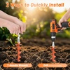 image:imageFEED GARDEN Ground Anchors Screw in Heavy Duty 4 Pack 15 Inch Spiral Earth Anchors for Trampoline Anchors High Wind Swing Set Anchors Tent Stakes Dog Tie Out amp Canopy Stability Orange 4 PackBright Orange