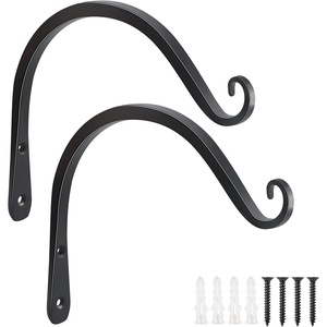 image:imageFEED GARDEN 2 Pack 12 Inch Hanging Plant Bracket Wall Hooks Decorative Plant Hangers for Outdoor Hanging Bird Feeders Wind Chimes Plant Baskets BlackBlackC
