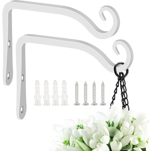 image:imageFEED GARDEN 2 Pack 12 Inch Hanging Plant Bracket Wall Hooks Decorative Plant Hangers for Outdoor Hanging Bird Feeders Wind Chimes Plant Baskets BlackWhite