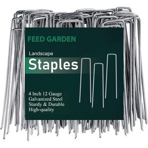 image:imageFEED GARDEN 4 Inch 200 Pack Hotdip Galvanized Landscape Staples 12 Gauge AntiRust Garden Stakes Landscaping Fabric SOD Pins Yard Stakes for Weed Barrier Fabric4 Inch
