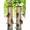 image:imageFEED GARDEN 2 Pack 12 Inch Hanging Plant Bracket Wall Hooks and 2 Pack 6Port Metal Tube Bird Feeders