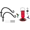 image:imageFEED GARDEN 2 Pack 12 Inch Hanging Plant Bracket and Glass Hummingbird Feeder for Outdoors Hanging
