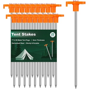 image:imageFEED GARDEN Heavy Duty Tent Stakes 7 Inch  10 Pack Galvanized Steel Ground Anchors for Camping Tents Canopy Tarp  Rust Resistant Metal Pegs with High Visibility Orange Head20
