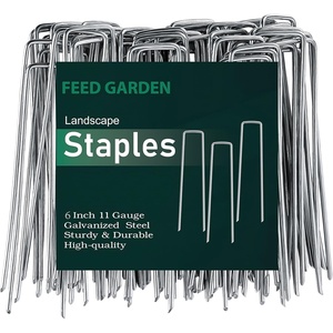 image:imageFEED GARDEN Landscape Staples 4 Inch 100 Pack Heavy Duty 12 Gauge HotDip Galvanized Garden Stakes for Weed Barrier Landscape Fabric Sod Turf Garden Hose amp Christmas Lights6 Inch